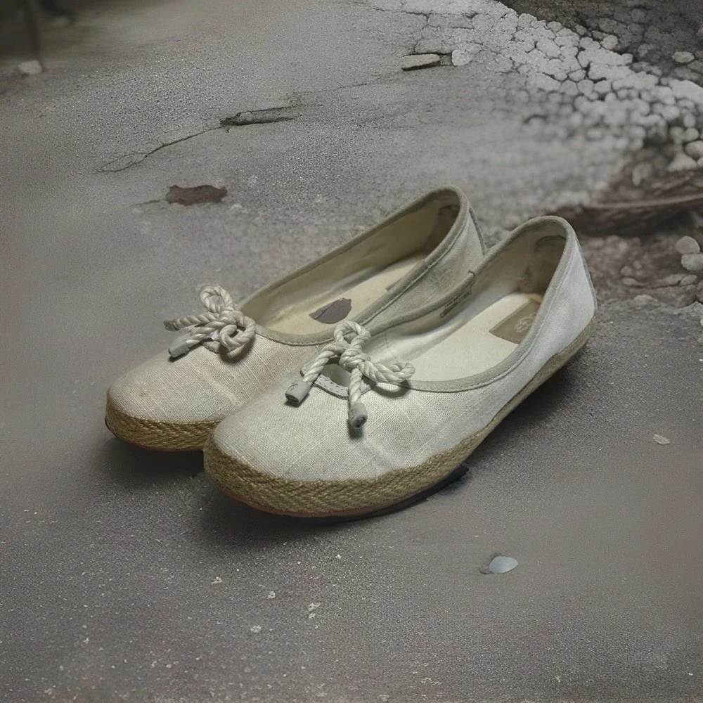 UGG Australia Chivon Linen Espadrille Flats Cream Nautical‎ Rope Bow 1004111